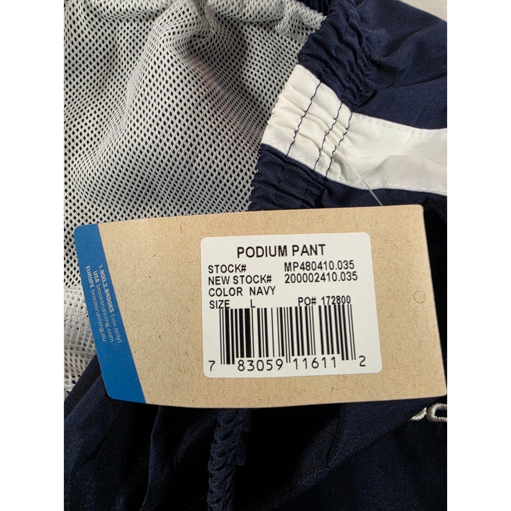 Brooks Podium Pant Navy Blue White Stripe Mesh Lined Track Pants MP480410.035 L - Picture 5 of 7
